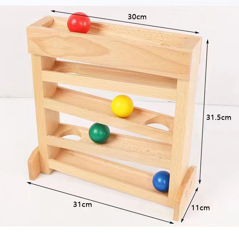 Montessori wooden ball run