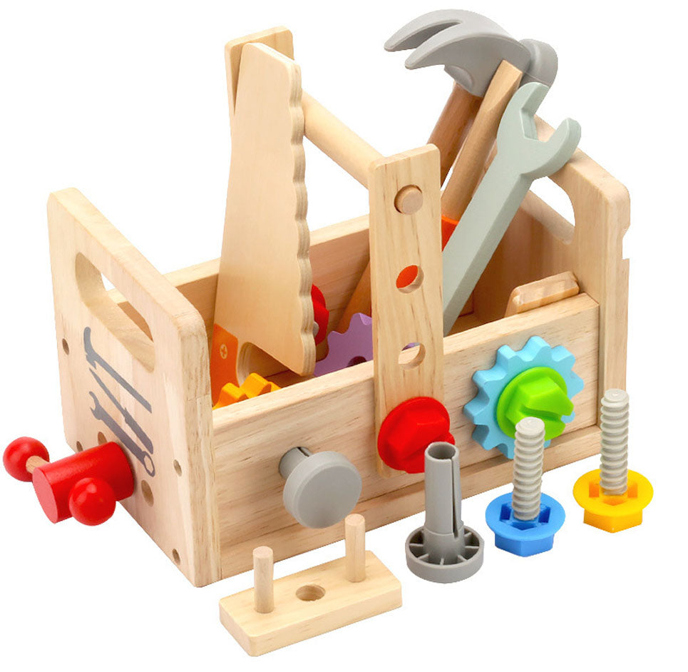 Wooden construction simulation tool bench and kit