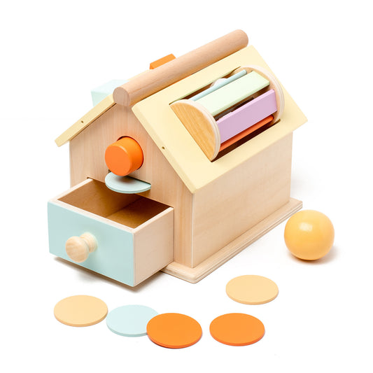 Montessori inspired wooden busy house set