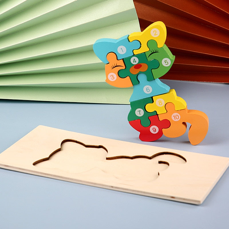 Montessori numbered 3D wooden puzzles