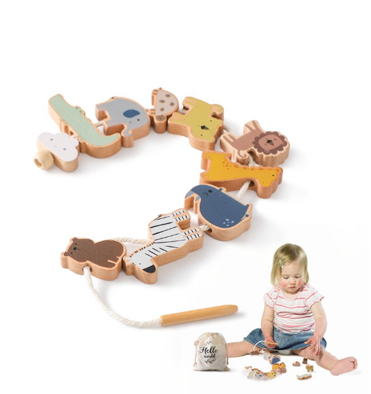 Baby animals threading and stacking toy