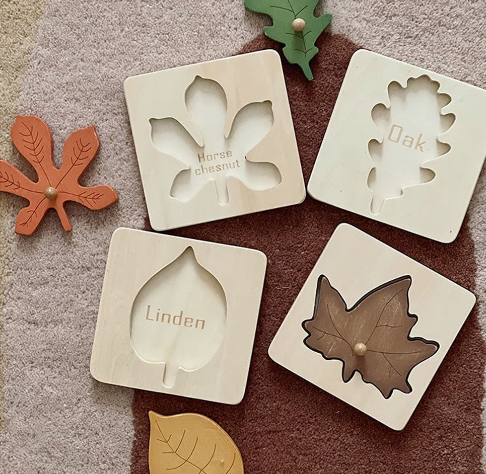 Wooden leaf jigsaw puzzle