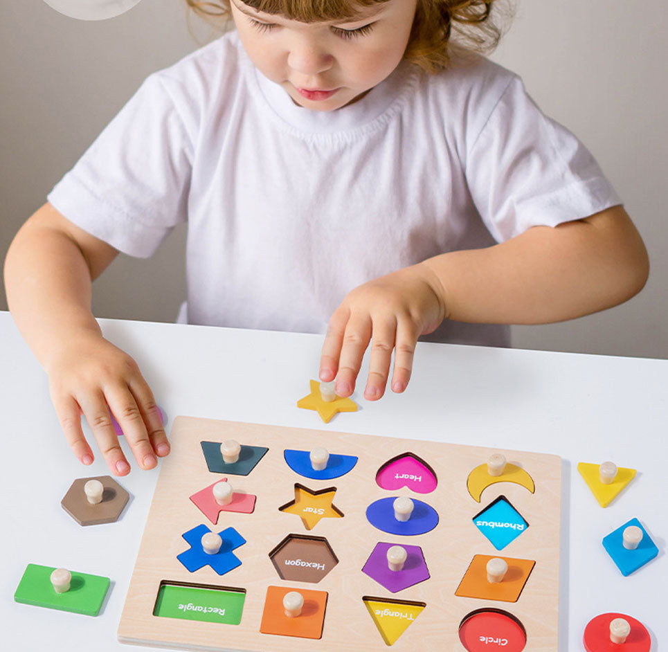 Montessori wooden knob geometric puzzle